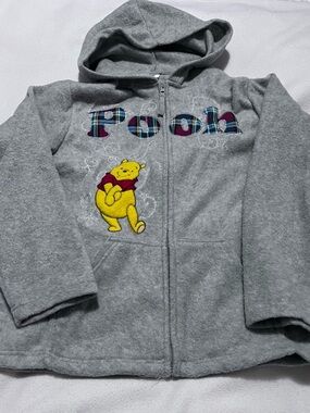 Girls Grey Full Zip Hooded Winnie the Pooh Jacket